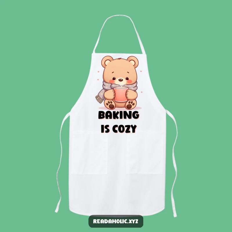 Funny Kawaii Bear Apron: Cozy Bear with Scarf for Kitchen Comfort