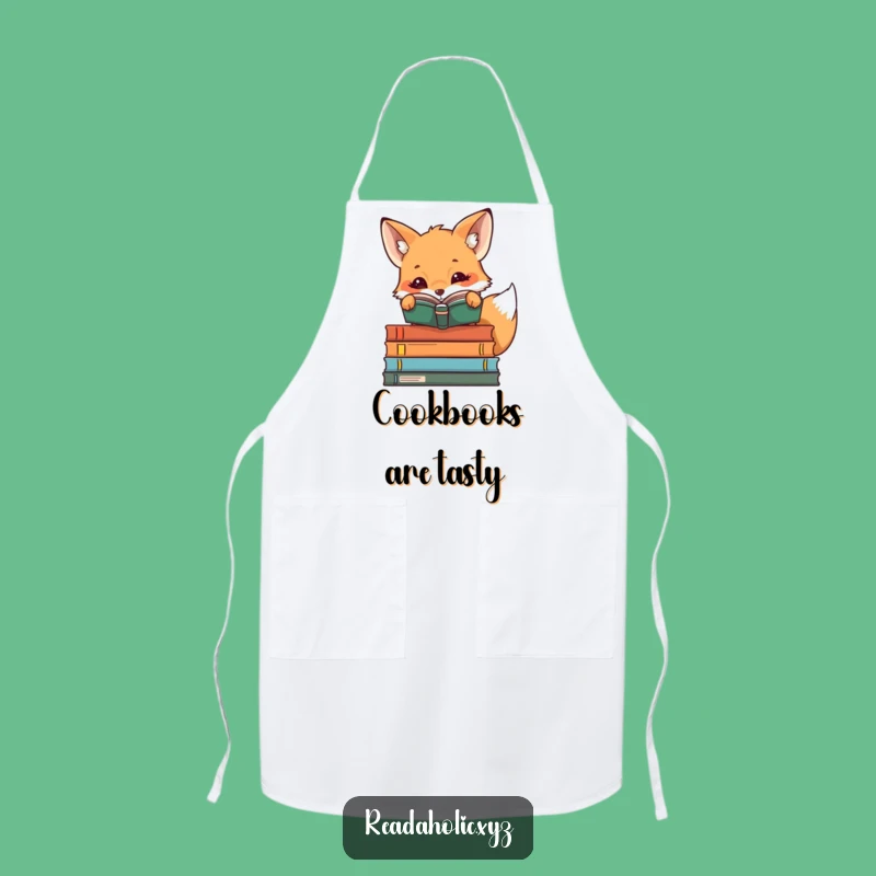 Funny Kawaii Reading Fox Apron: Cute Book Lover Fox for Kitchen Giggles