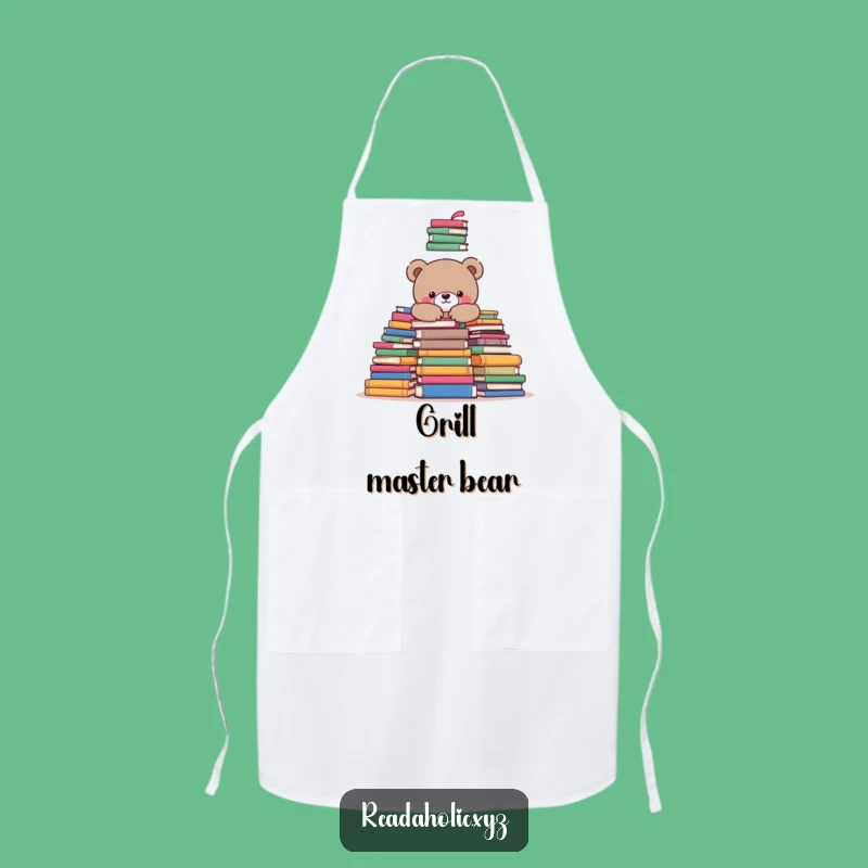 Funny Kawaii Bear Bookworm Apron - Cozy Kitchen Reads Gift