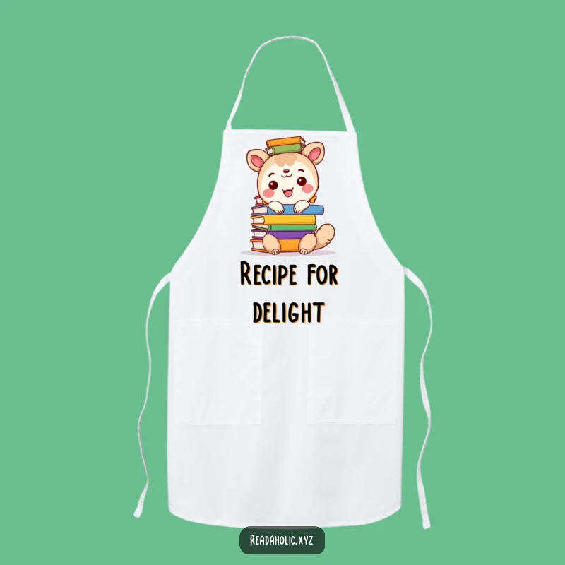 Funny Kitchen Apron: Happy Animal Stacks Colorful Books, Hilarious Chef's Gift for Book Lovers