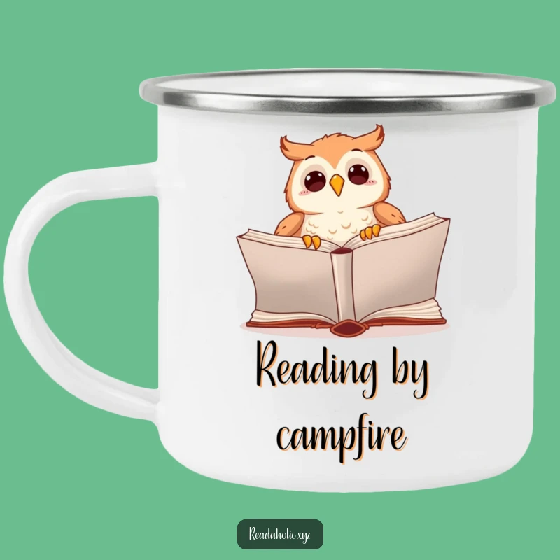 Funny Kawaii Owl Reading Camping Mug: Adventure with Literary Companions
