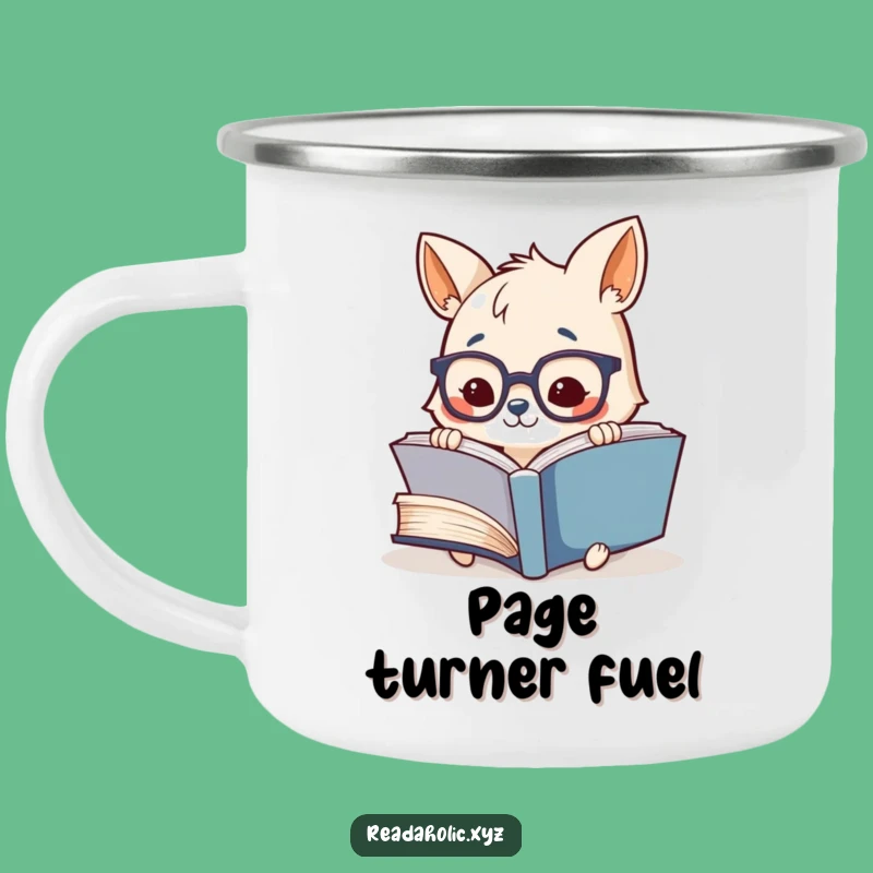 Funny Camp Mug: Adorable Animal with Glasses Reads Giant Book, Outdoor Literary Humor Gift