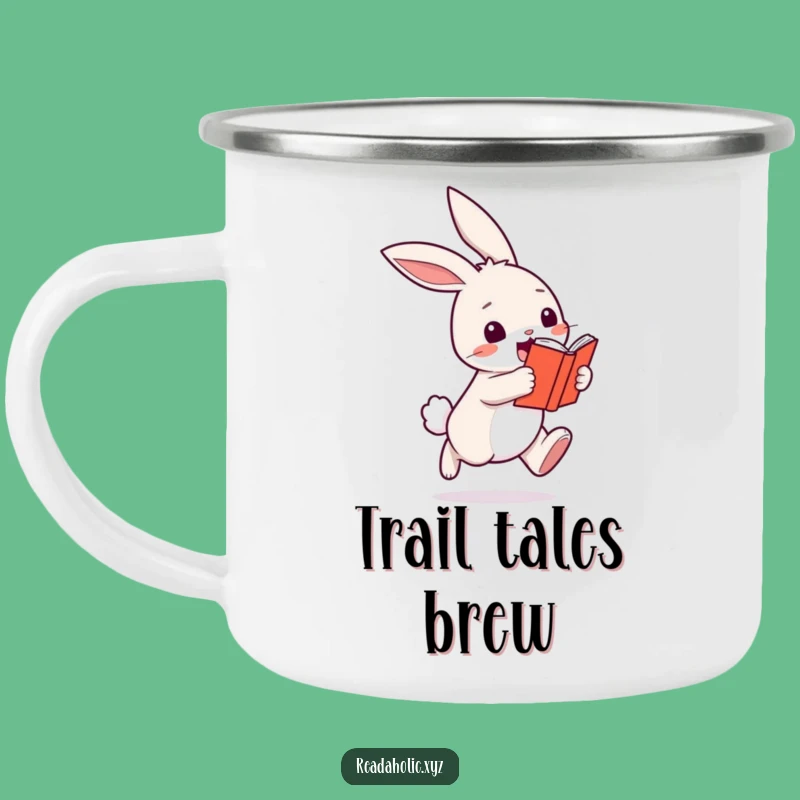 Funny Reading Bunny Camping Mug - Kawaii Outdoor Book Lover Gift