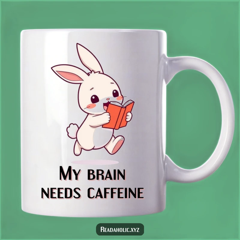 Funny Kawaii Bunny Reading Gift Mug - Adorable Hopping Book Lover