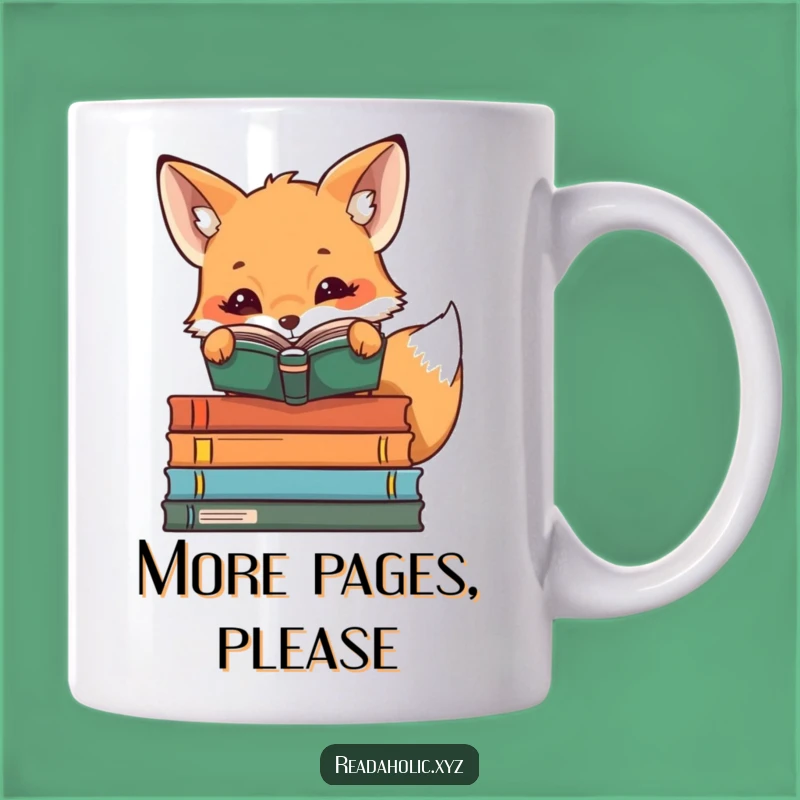 Funny Kawaii Reading Fox Mug: Adorable Bookworm Fox for a Hilarious Gift