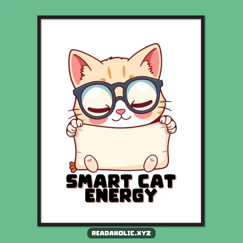 Funny Kawaii Cat Scholar Digital Art - Glee Scroll Print