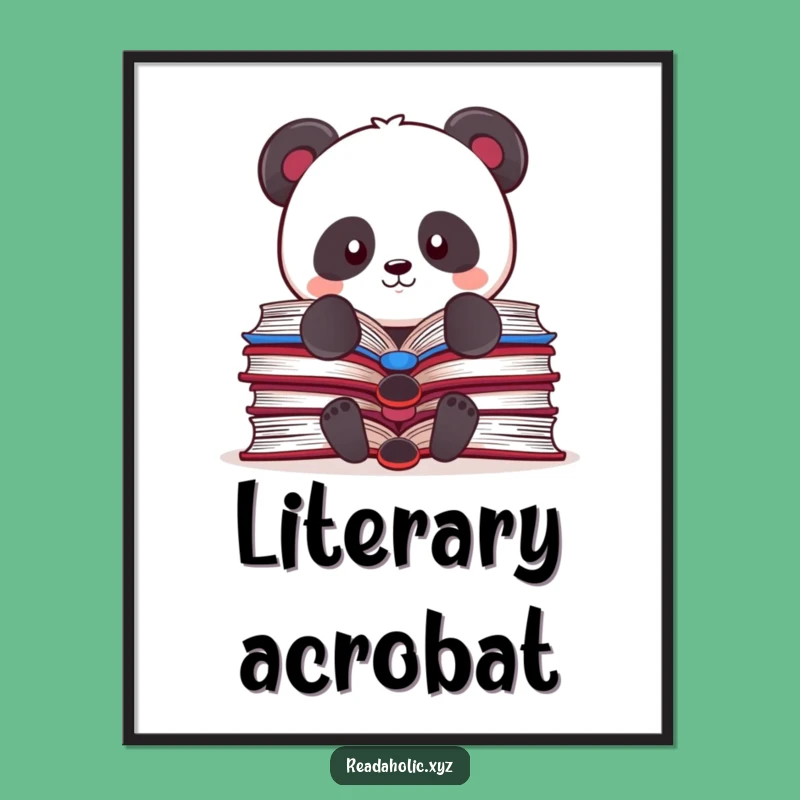 Funny Kawaii Panda Digital Art: Instant Book Balance Decor Gift