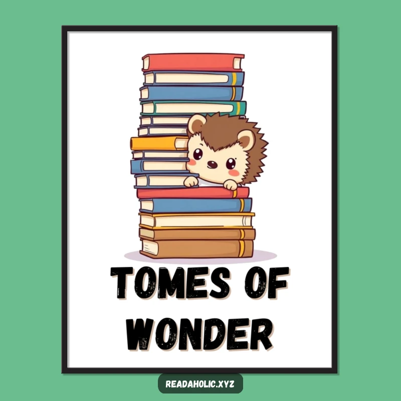 Funny Kawaii Hedgehog Digital Art: Instant Cute Book Decor Gift