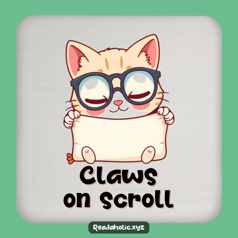 Funny Kawaii Cat Scholar Coaster - Glee Scroll Gift