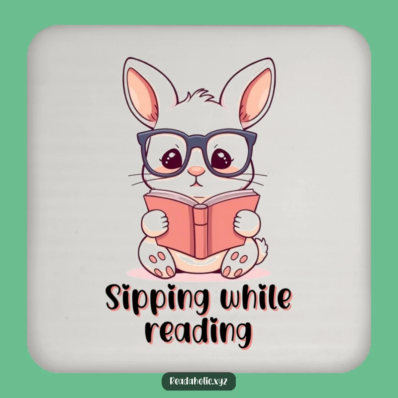 Funny Kawaii Rabbit Reading Coasters: Protect Surfaces with Intellectual Charm