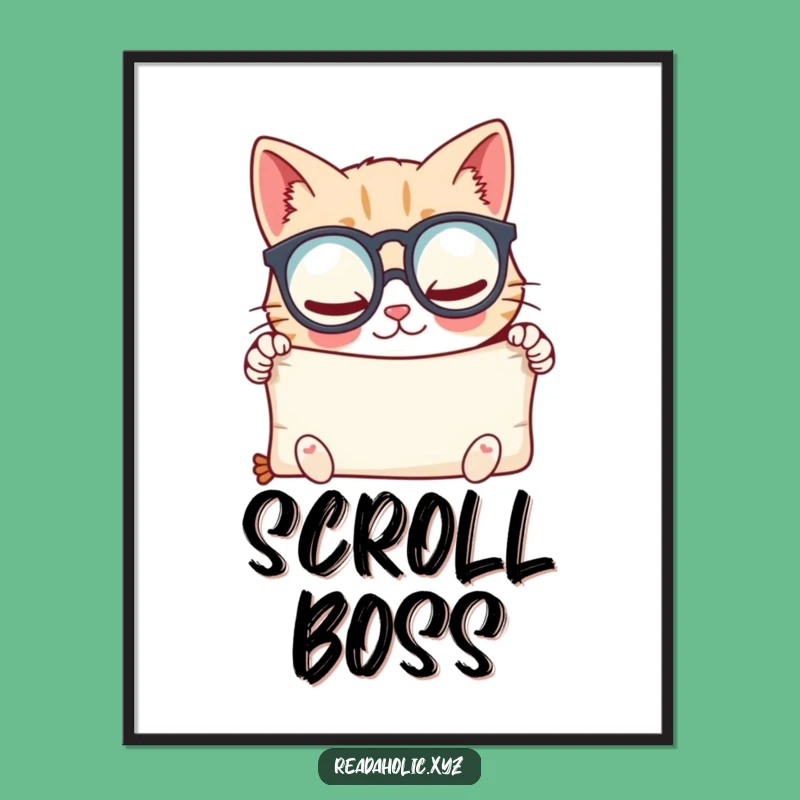 Funny Kawaii Cat Scholar Poster - Glee Scroll Art Gift