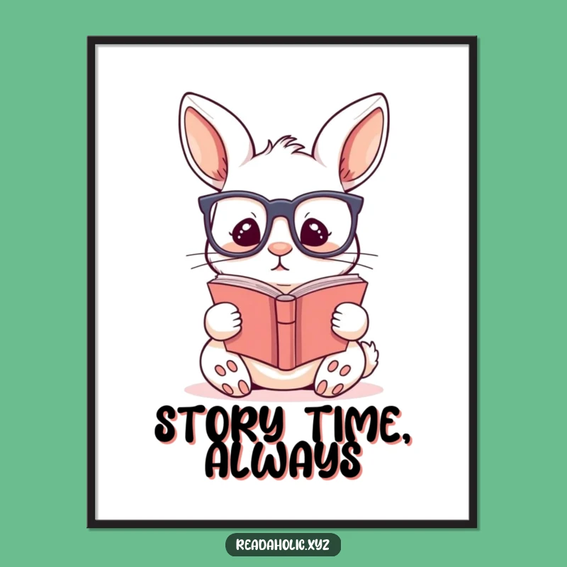 Funny Kawaii Rabbit Reading Poster: Bring Intellectual Charm to Your Walls
