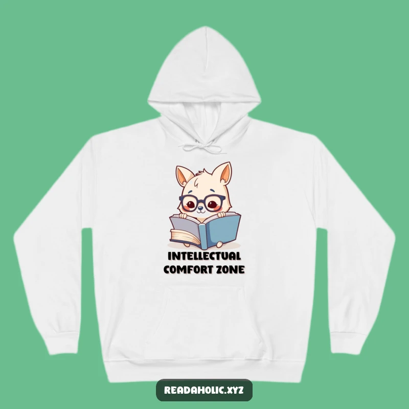 Funny Cozy Hoodie: Adorable Animal with Glasses Reading a Giant Book, Warm & Hilarious Gift