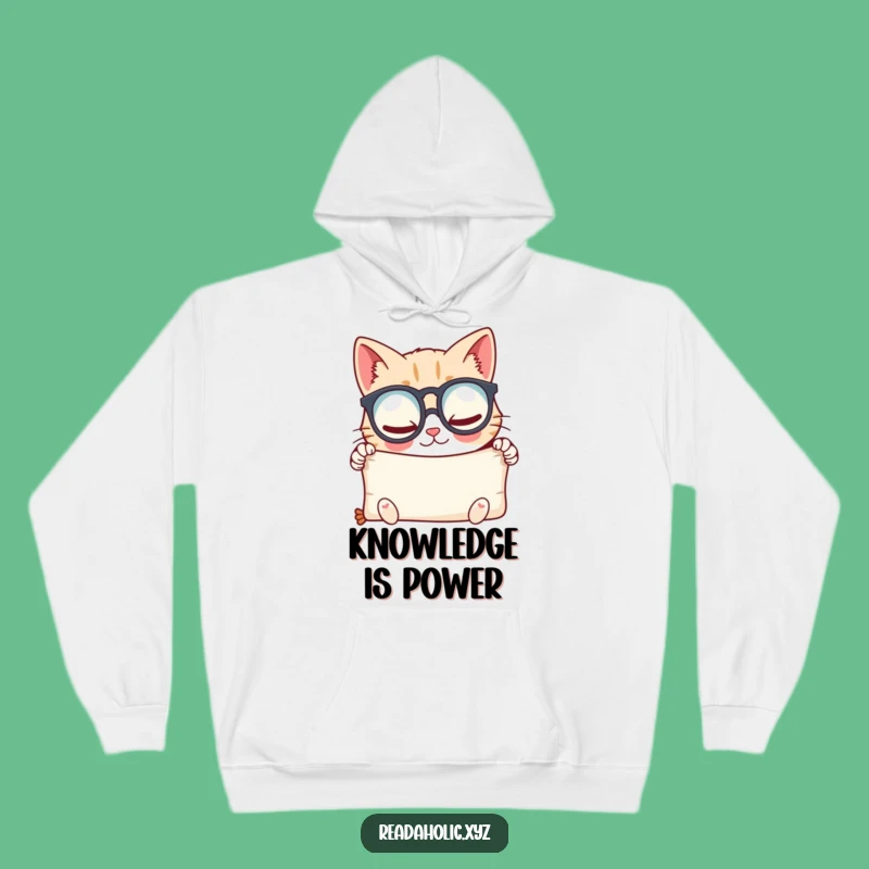 Funny Kawaii Cat Scholar Hoodie - Cozy Owl Scroll Glee Gift
