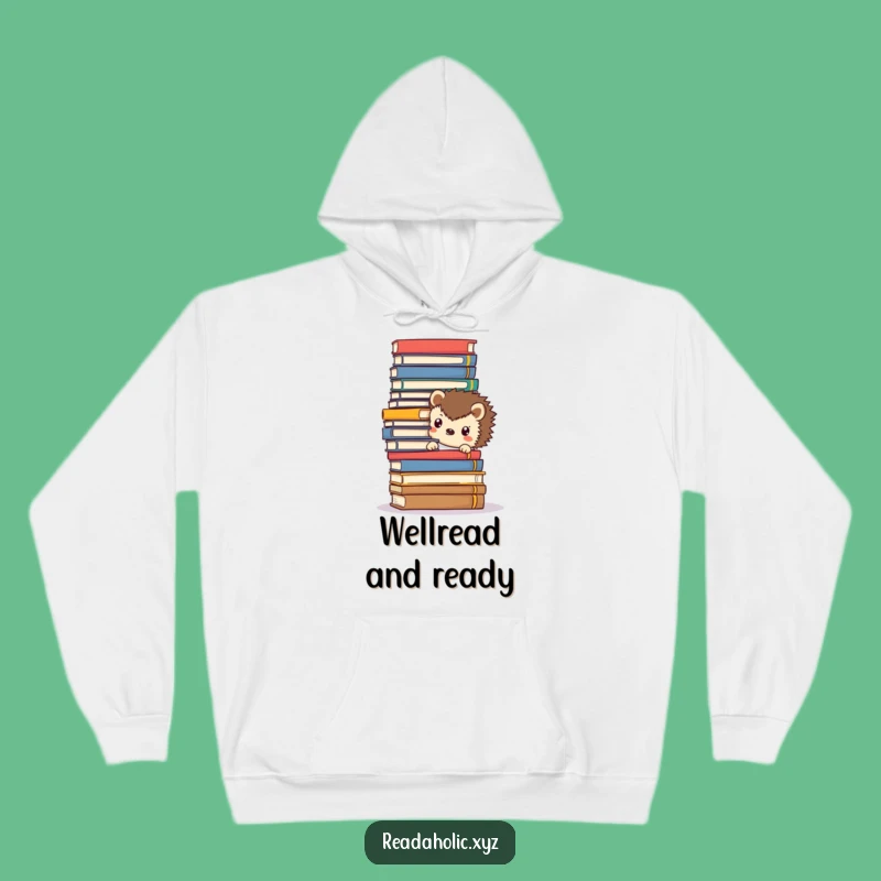 Funny Kawaii Hedgehog Hoodie: Cozy Bookworm Comfort Gift