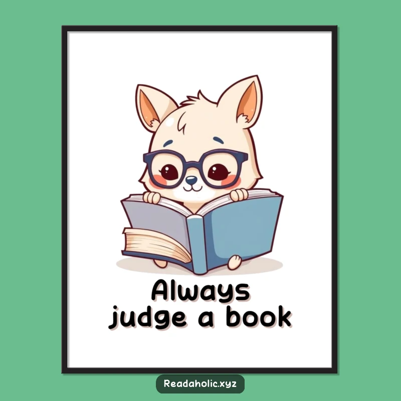 Funny Free Printable Wall Art: Bookworm Animal Glasses - Humorous Downloadable Decor