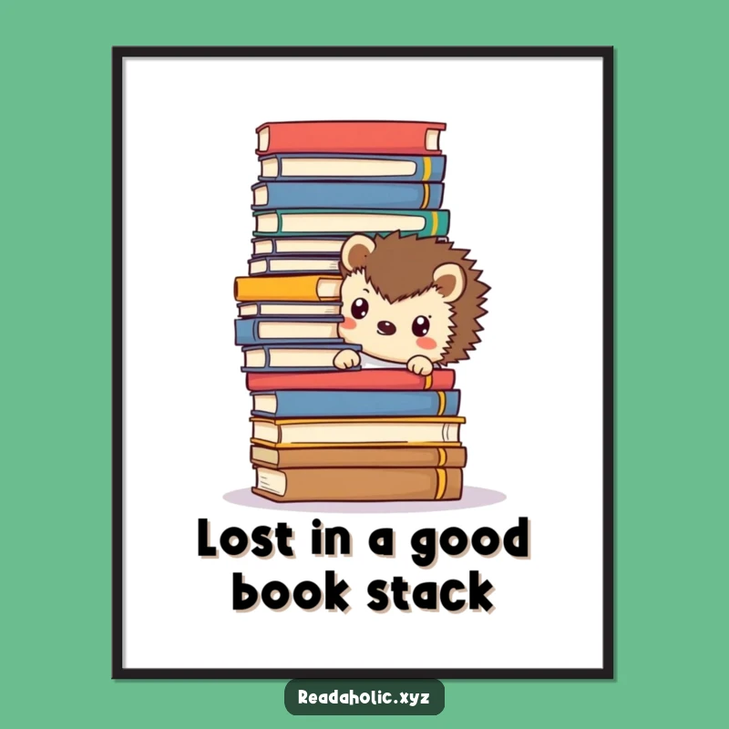 Free Printable Wall Art: Kawaii Hedgehog Books Cute Downloadable Art