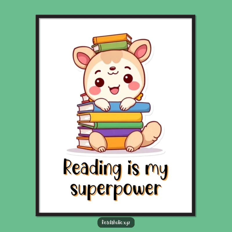 Funny Free Printable Wall Art: Book Stack Animal - Joyful Downloadable Decor