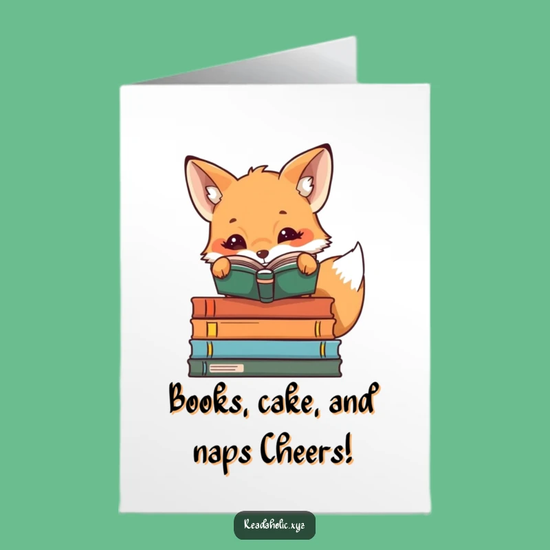 Free Printable Kawaii Fox Reading Card: Funny Downloadable Gift for Bookworms