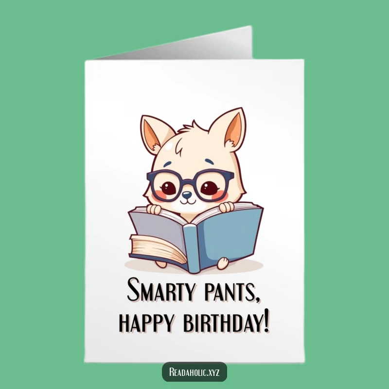 Free Printable Funny Birthday Card: Bookworm Animal Glasses - Hilarious Downloadable Gift