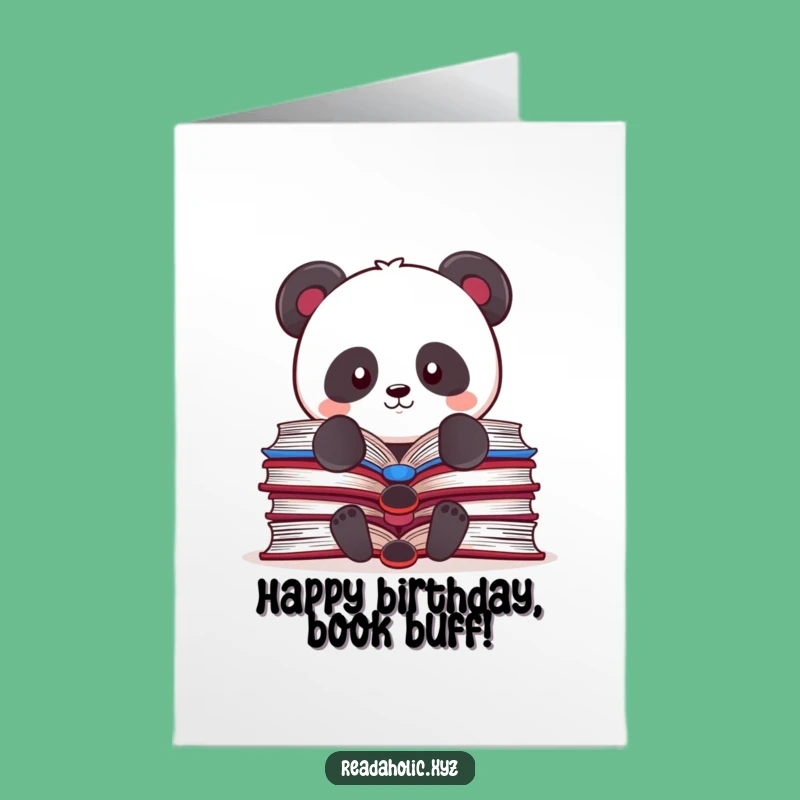 Free Printable Birthday Card: Kawaii Panda Book Balance Funny Downloadable Gift