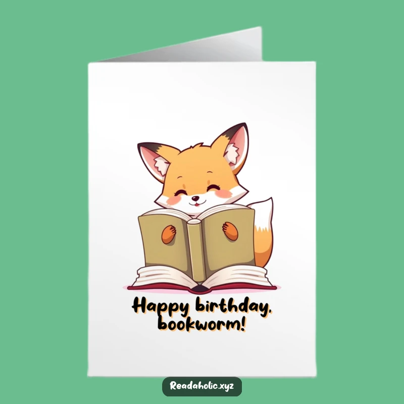 Free Printable Funny Fox Birthday Card: Bookworm Joy, DIY Download!