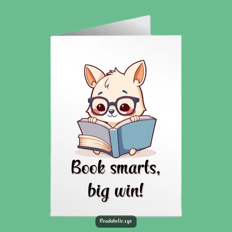 Free Printable Congrats Card: Bookish Animal Glasses - Humorous Achievement Downloadable