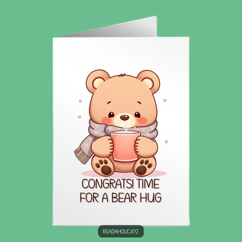 Free Printable Kawaii Bear Congrats Card: Cozy Funny Downloadable Gift