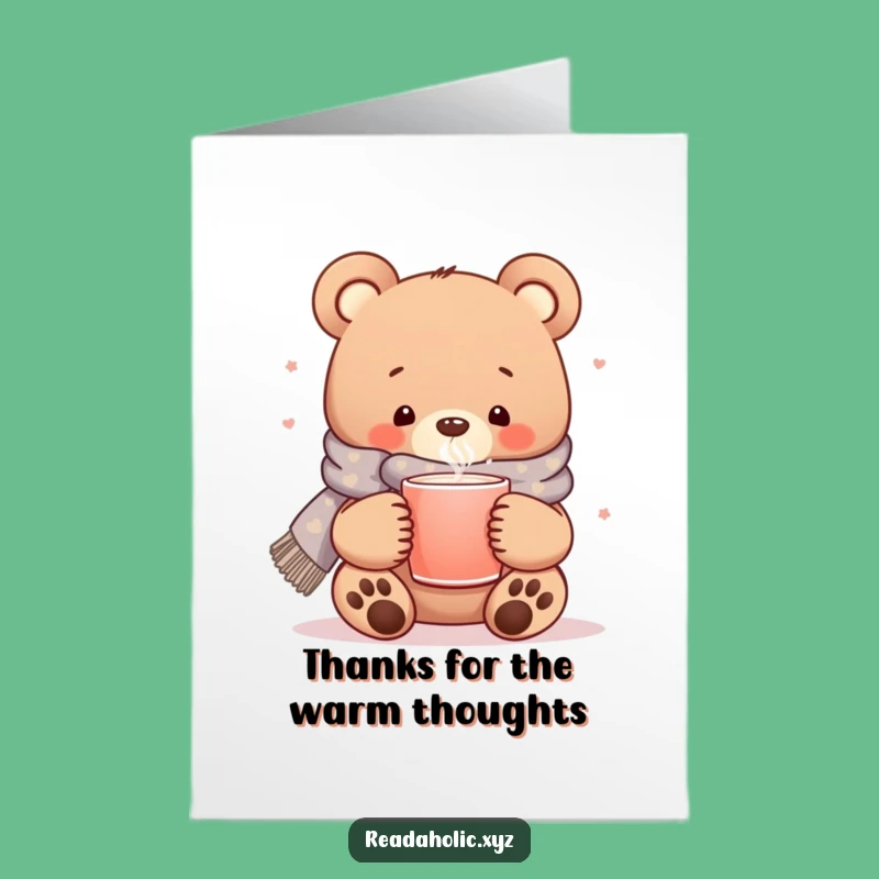 Free Printable Kawaii Bear Thank You Card: Cozy Funny Downloadable Gift