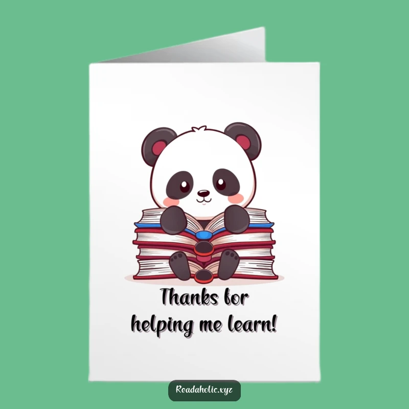 Free Printable Thank You Card: Kawaii Panda Books Funny Downloadable Gift