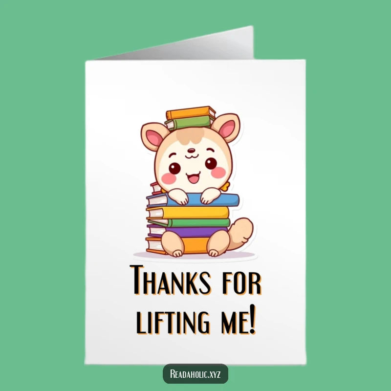 Free Printable Thank You Card: Book Stack Animal - Cheerful Gratitude Downloadable