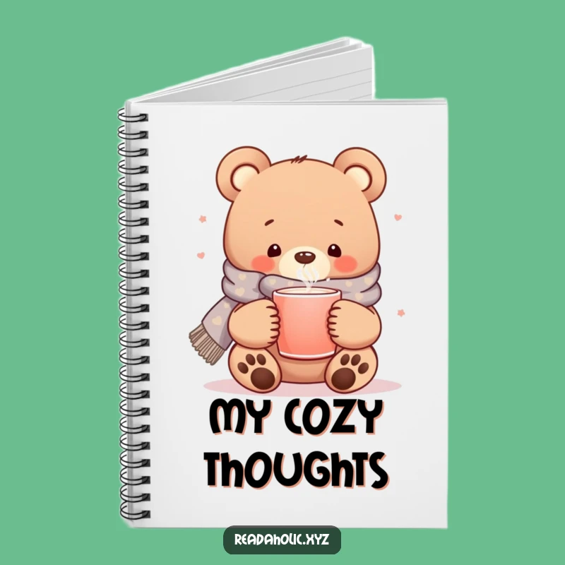 Funny Kawaii Bear Notebook: Cozy Bear with Scarf for Warm Thoughts