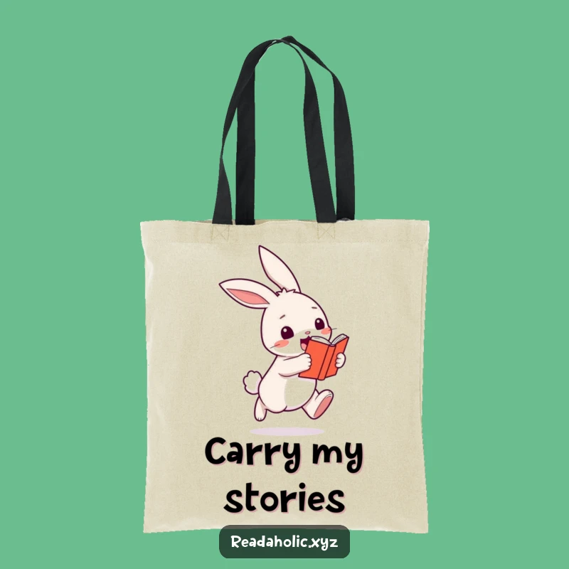 Funny Kawaii Bunny Reading Tote Bag - Adorable Book Carrier Gift