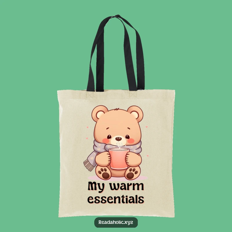 Funny Kawaii Bear Tote Bag: Cozy Bear with Scarf for Everyday Charm